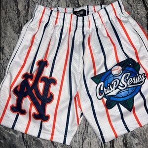 White Striped Shorts with Logo